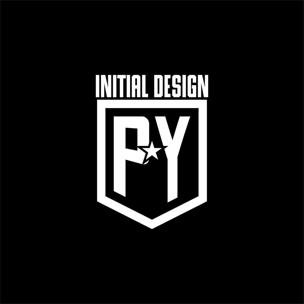 logo de jeu initial py avec design de style bouclier et étoile vecteur