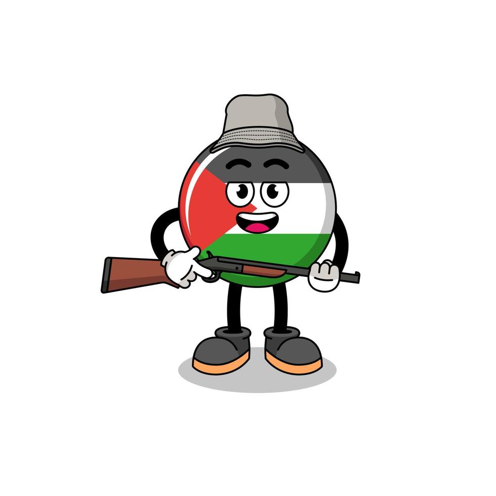 illustration de dessin animé du chasseur de drapeau de palestine vecteur