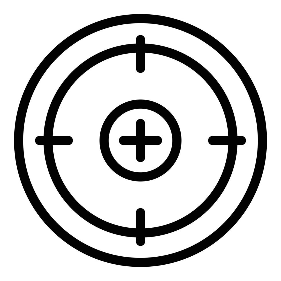 icône de visée en croix optique, style de contour vecteur