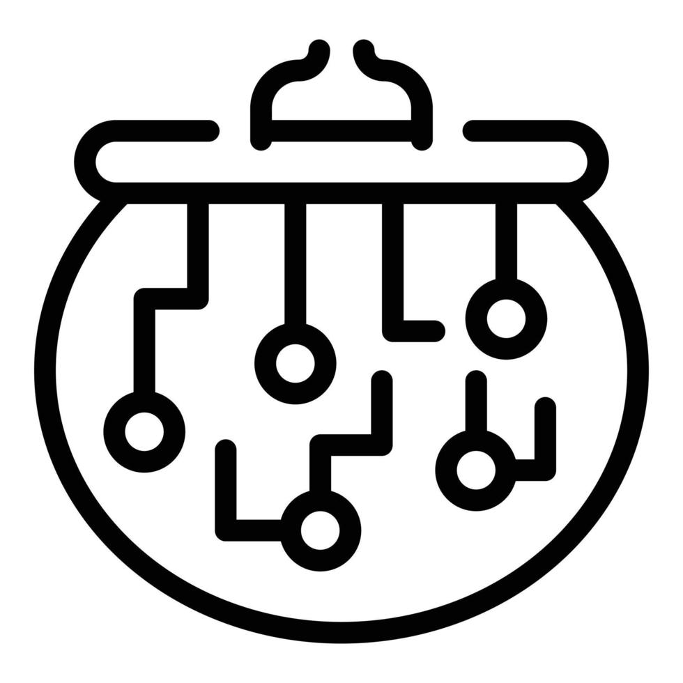 icône de bloc blockchain, style de contour vecteur