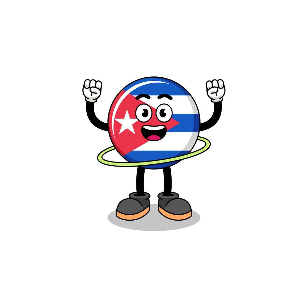 illustration de caractère du drapeau de cuba jouant au hula hoop vecteur