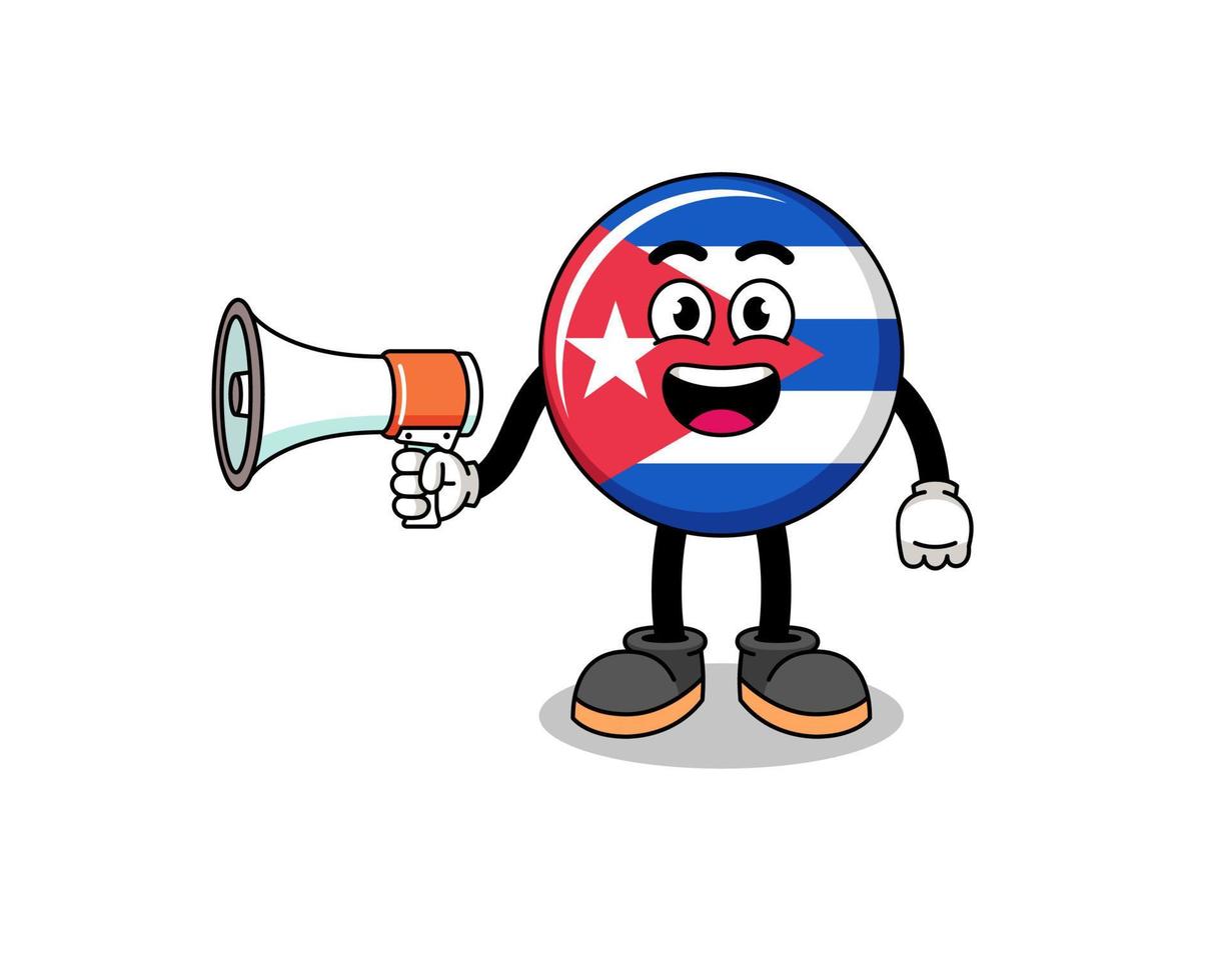 illustration de dessin animé drapeau cuba tenant mégaphone vecteur