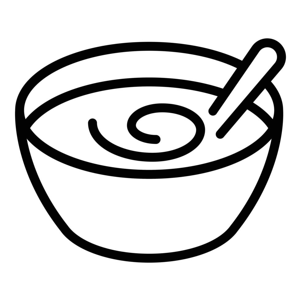icône de bol de cuisine, style de contour vecteur
