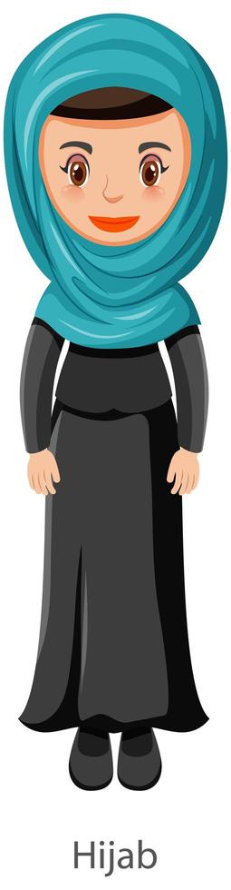 une femme portant un personnage de dessin animé de voile traditionnel islamique hijab vecteur