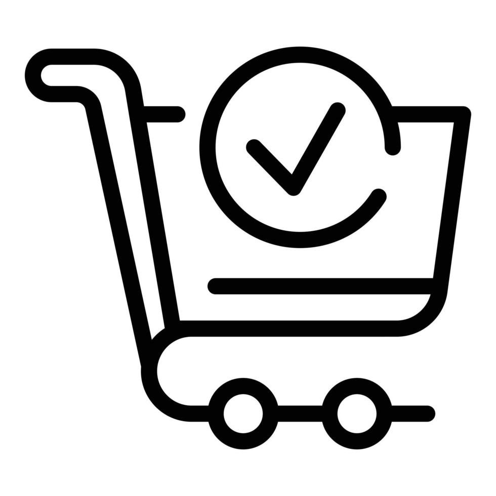 icône de chariot de magasinage, style de contour vecteur