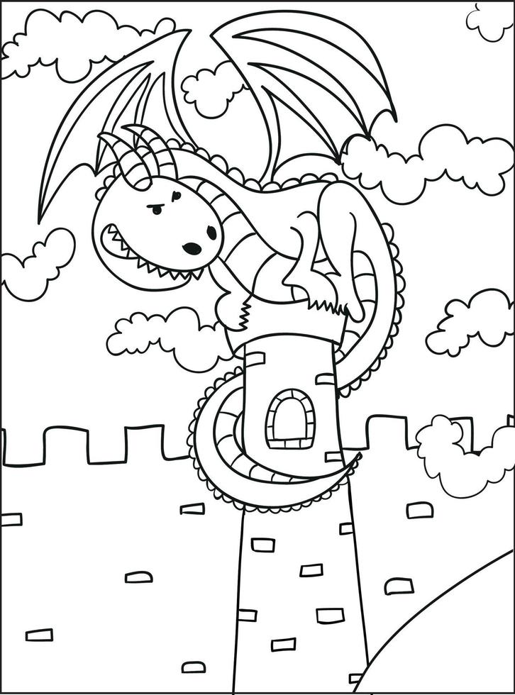 coloriage de dragon pour les enfants vecteur