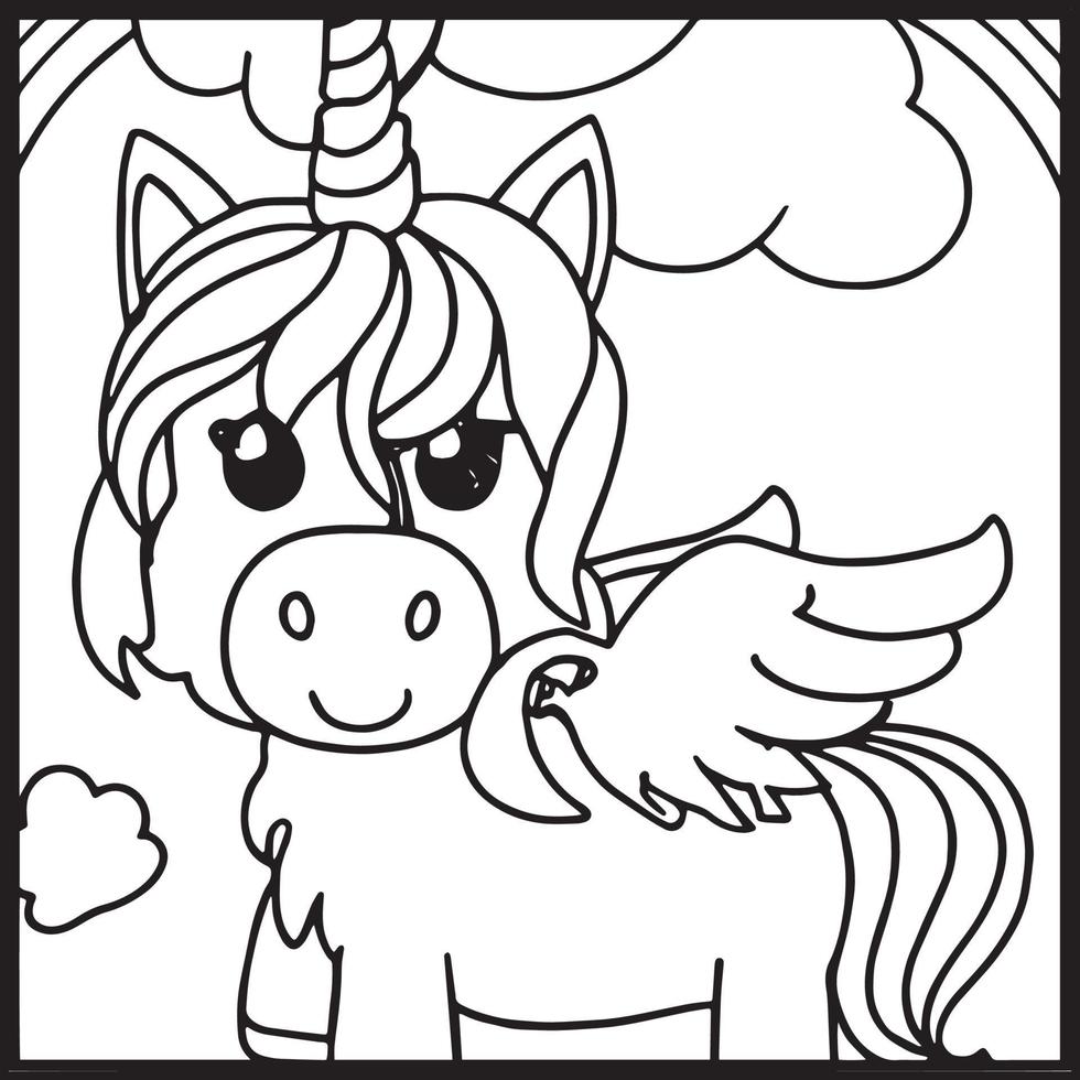 coloriages de licorne pour les enfants vecteur