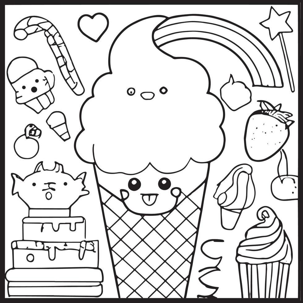 Coloriage kawaii pour les enfants vecteur