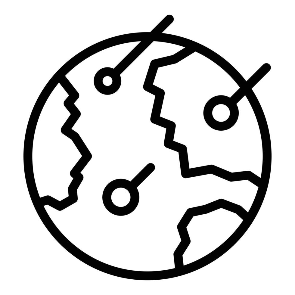icône d'astéroïde apocalypse, style de contour vecteur
