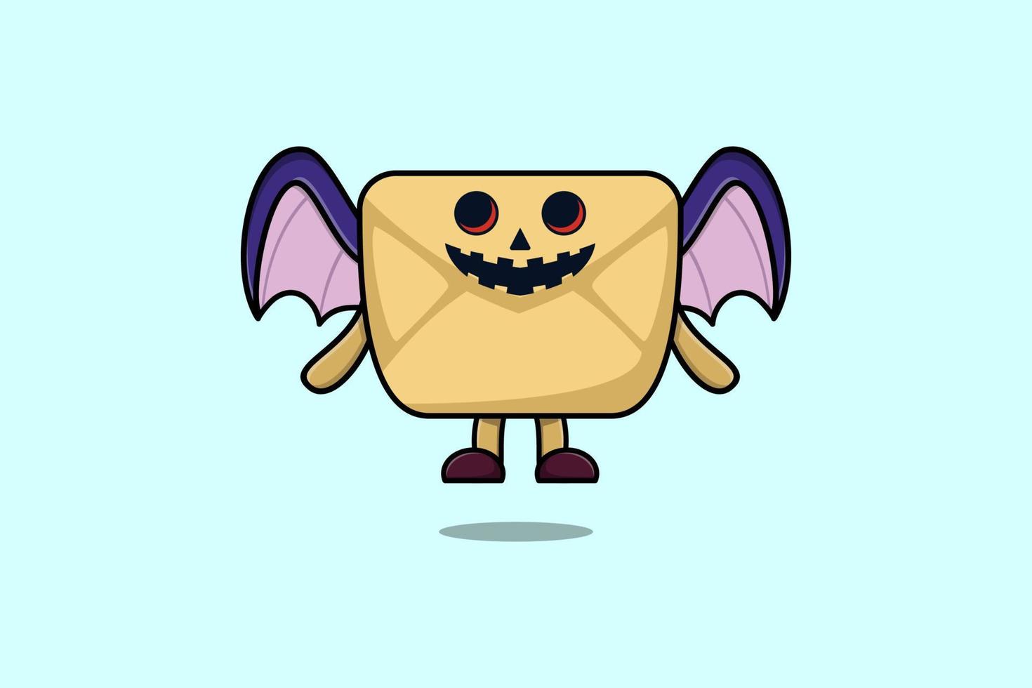 mignon, mascotte, dessin animé, enveloppe, caractère, effrayant, chauves-souris vecteur