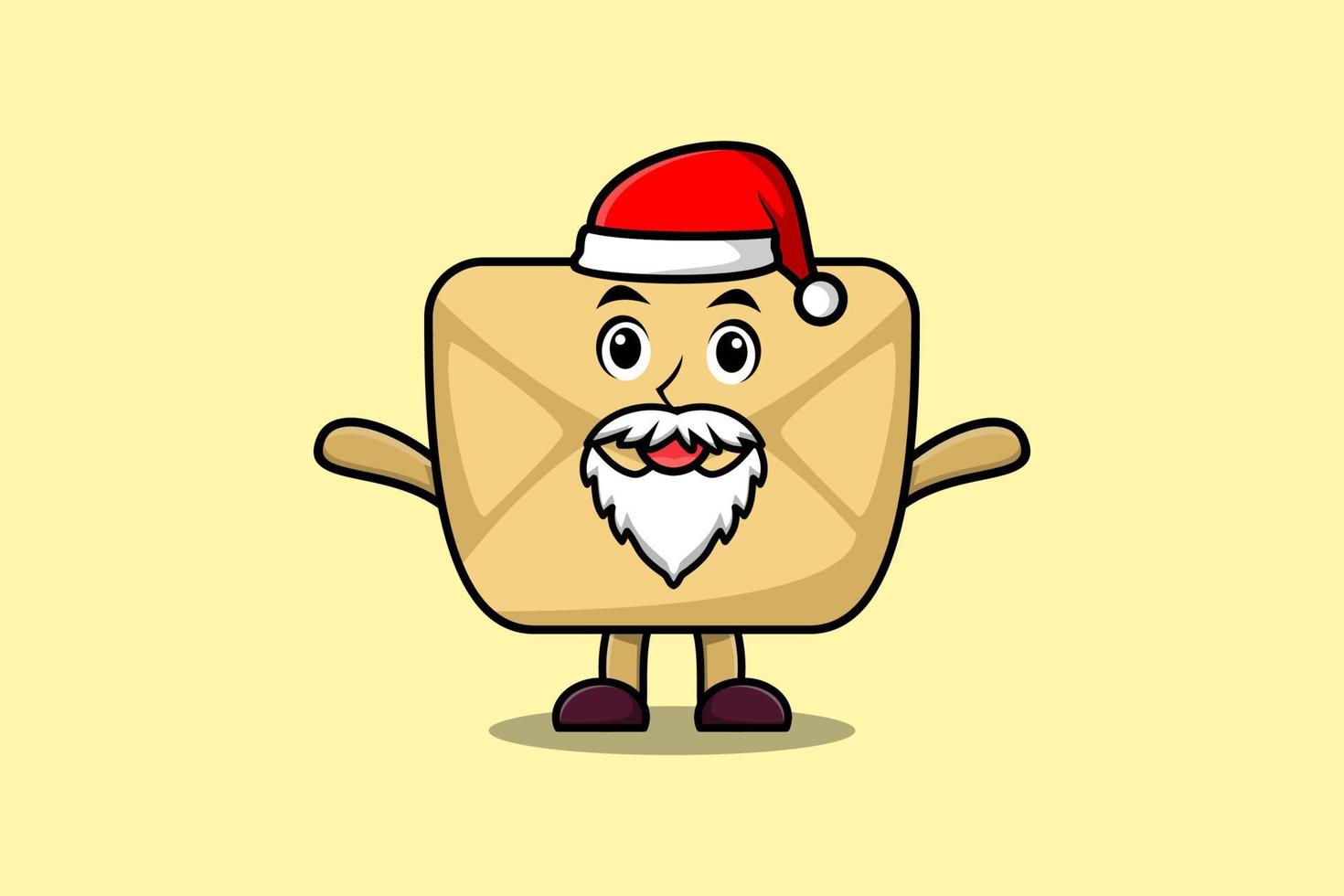 mignon, dessin animé, mascotte, enveloppe, père noël, caractère vecteur