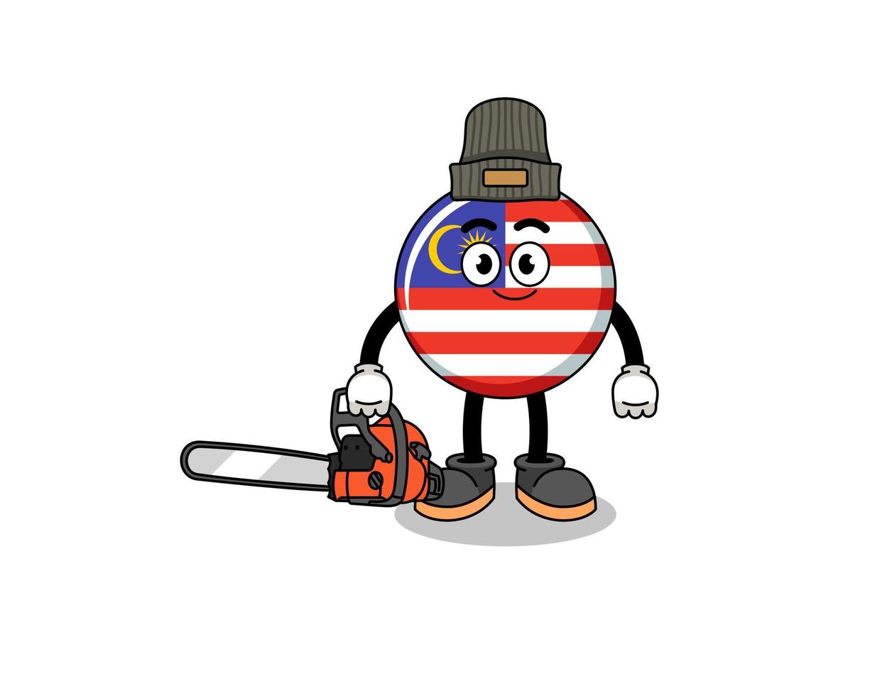 malaisie drapeau illustration dessin animé comme un bûcheron vecteur