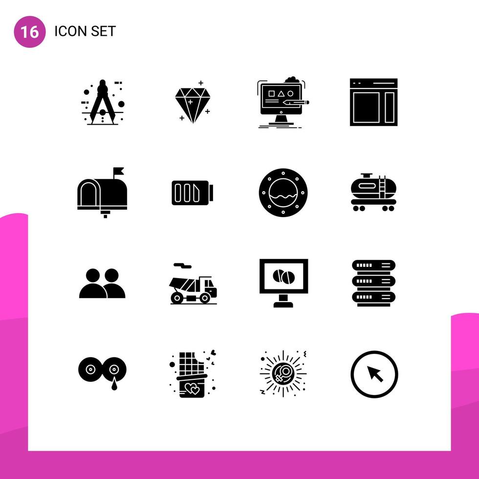 16 icônes créatives signes et symboles modernes de l'interface de la barre latérale prix communication éléments de conception vectoriels modifiables numériques vecteur