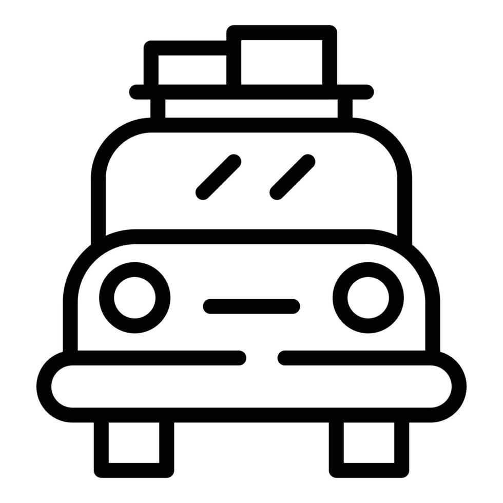 icône de coffre de toit de voiture de stockage, style de contour vecteur