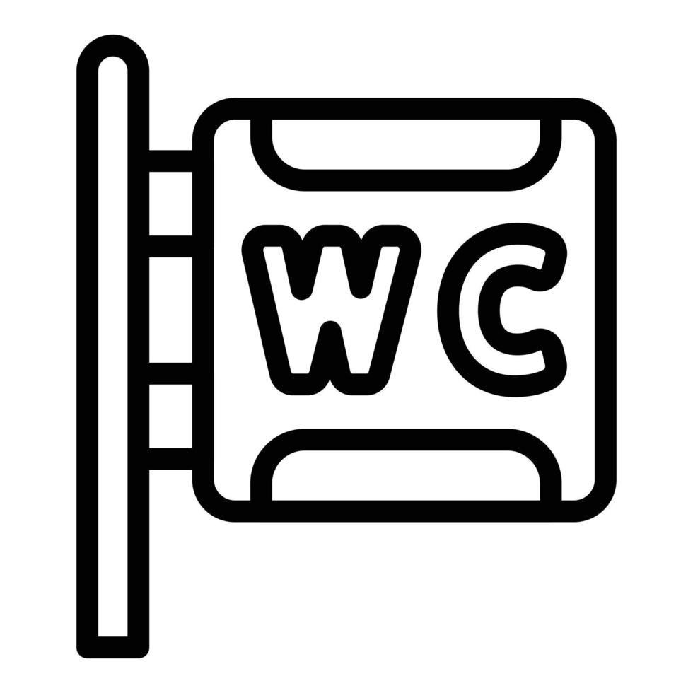 icône de bannière de rue wc, style de contour vecteur
