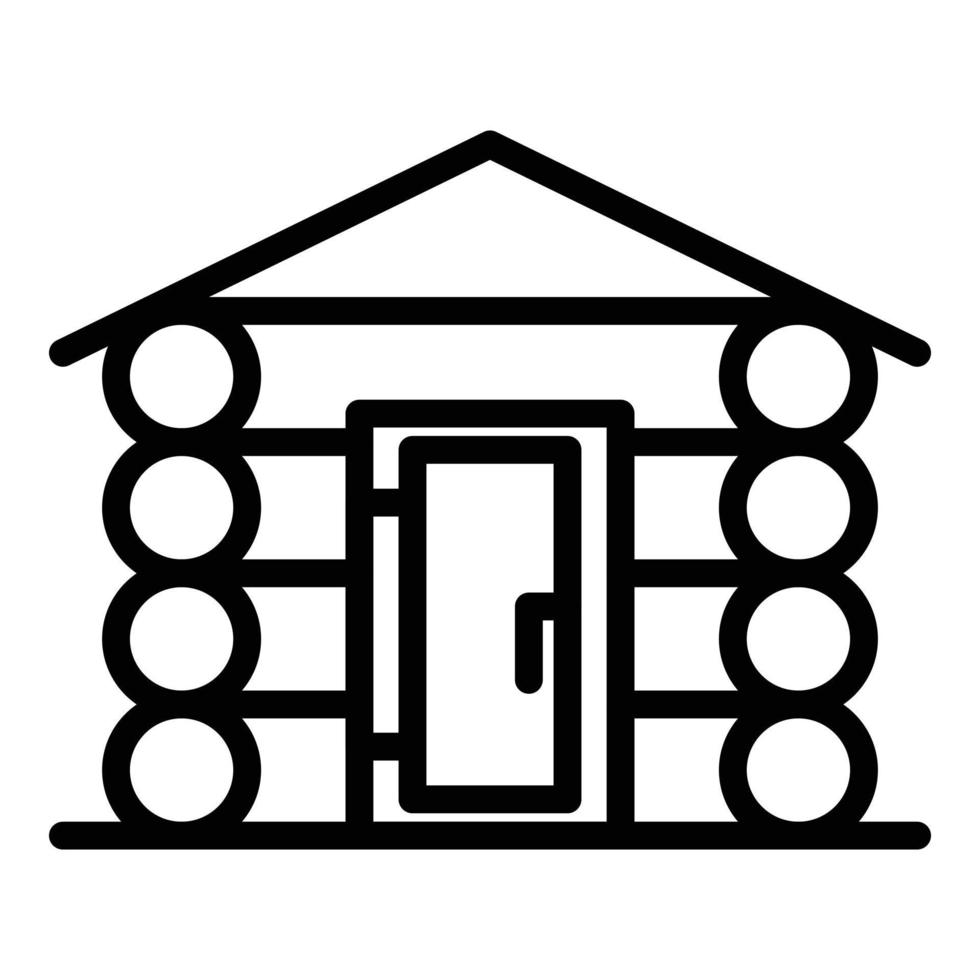 icône de maison en bois de constructeur, style de contour vecteur
