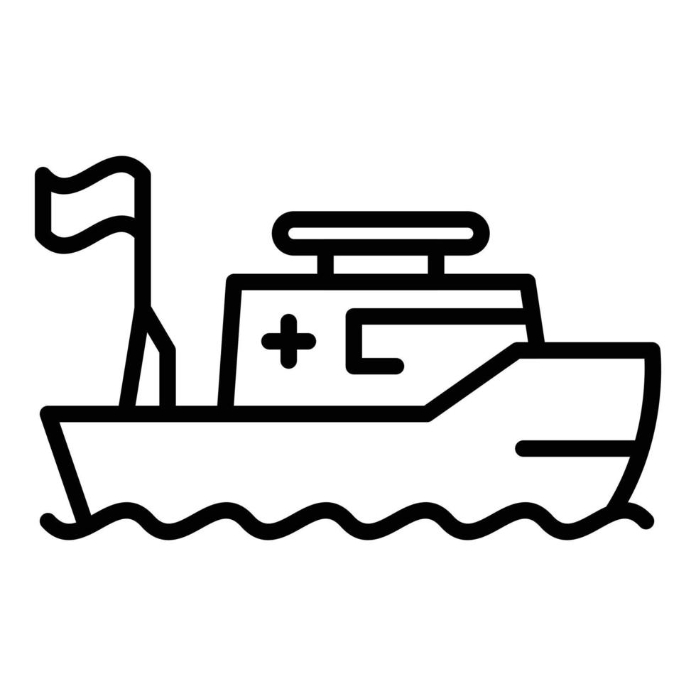 icône de bateau de sauvetage en cas d'accident, style de contour vecteur