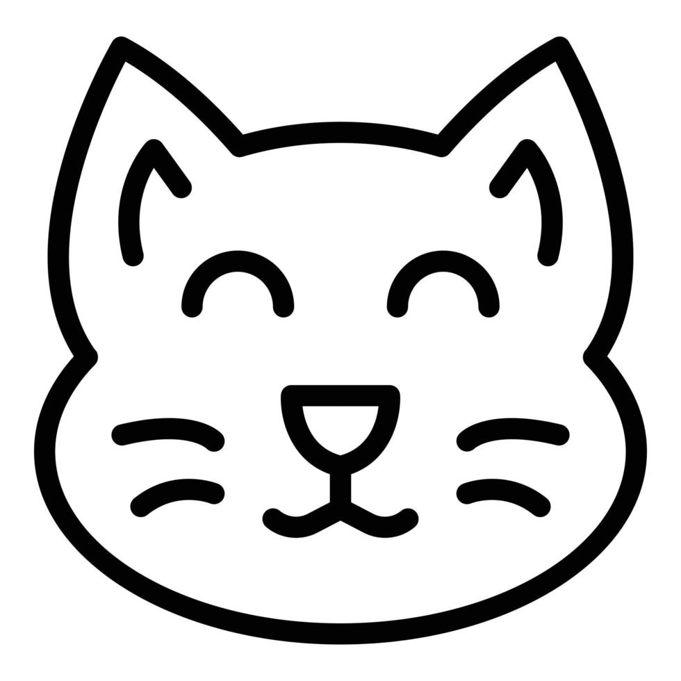 icône de figurine de chat heureux, style de contour vecteur