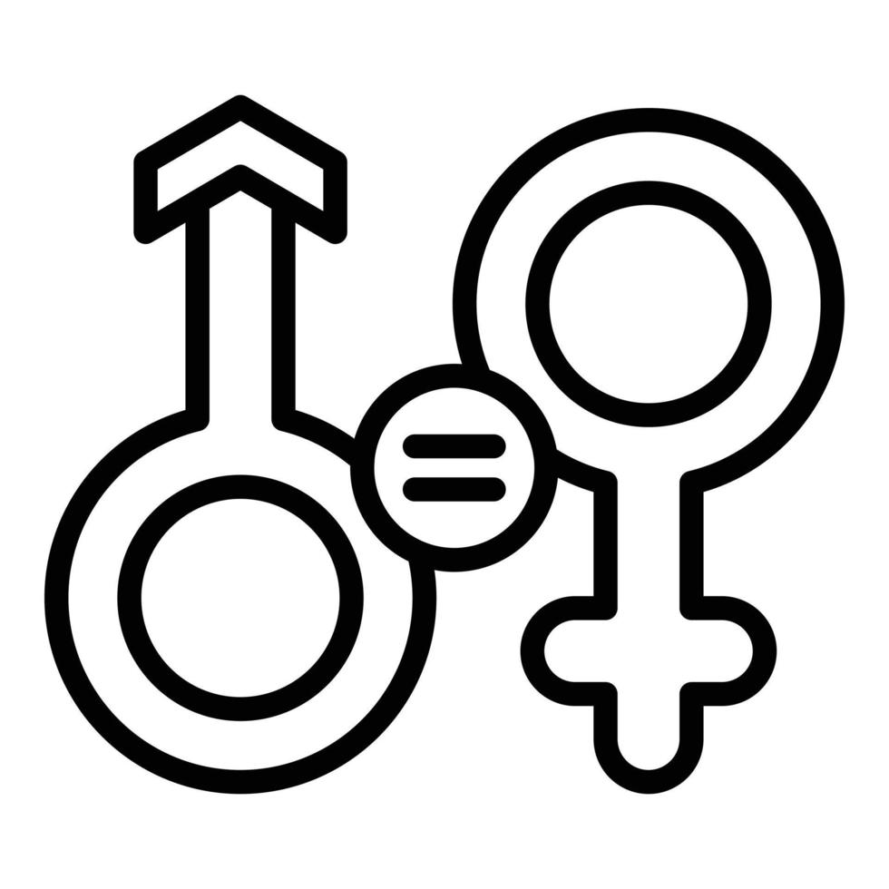vecteur de contour d'icône de droits d'égalité des sexes. discrimination de couple