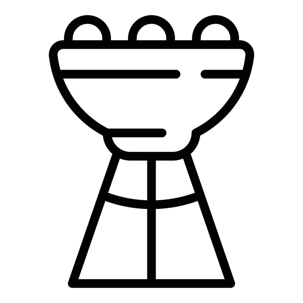 icône de chariot de barbecue de camping, style de contour vecteur