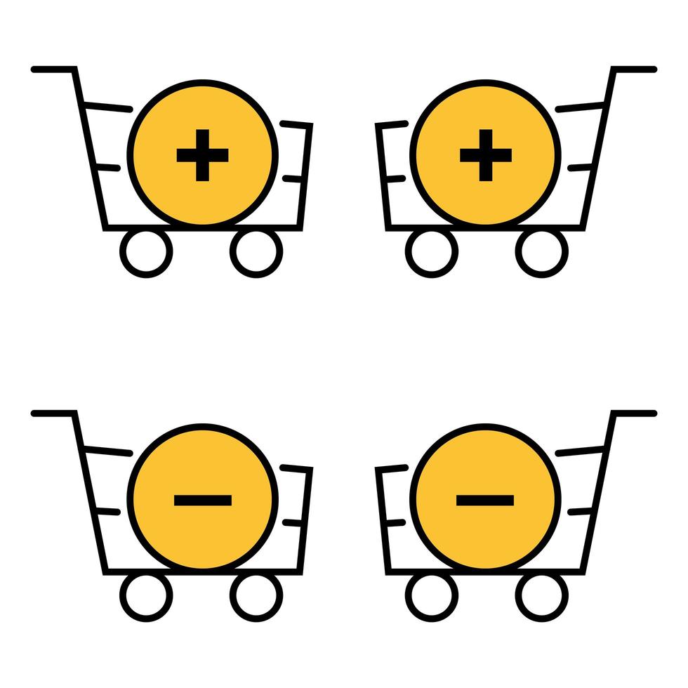 ensemble de paniers de contour avec plus et moins vecteur