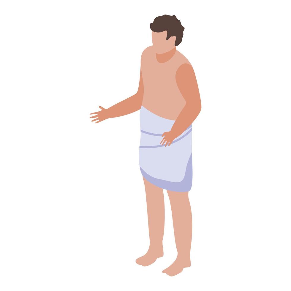 icône de serviette de sauna garçon, style isométrique vecteur