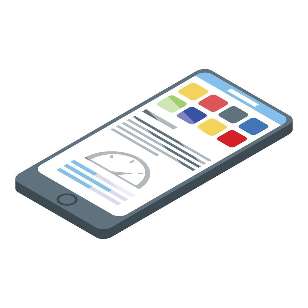 icône de logiciel de test de smartphone, style isométrique vecteur