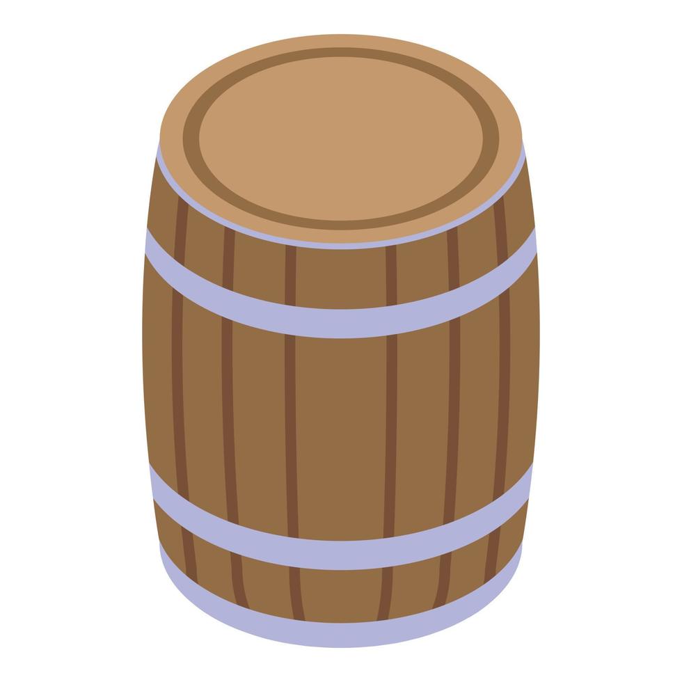 icône de baril de vin en bois, style isométrique vecteur