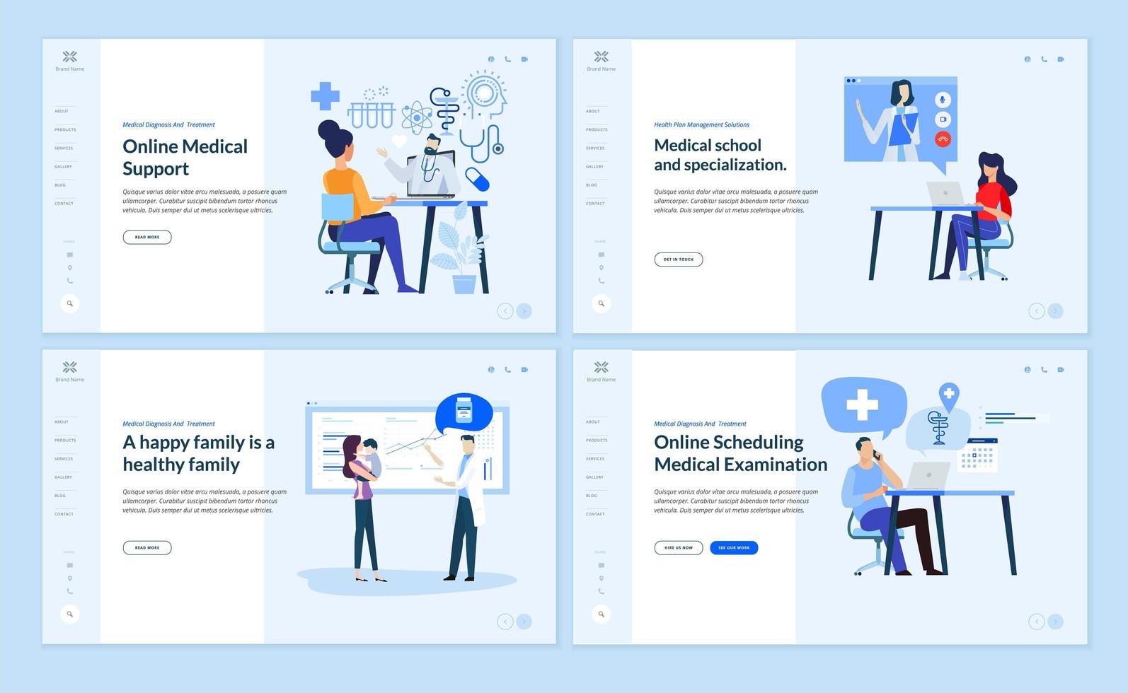 modèles de conception de pages Web sur la médecine et la santé vecteur