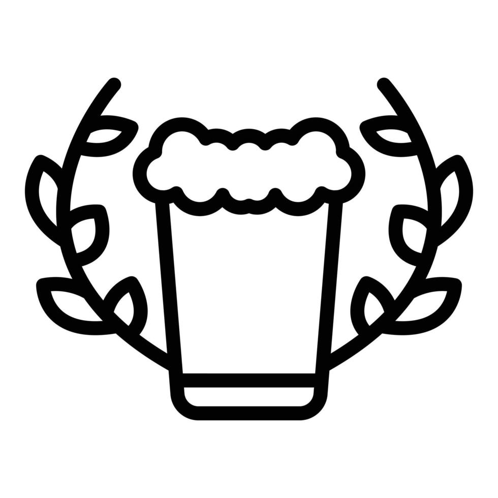 vecteur de contour d'icône de laurier de bière allemande. étiquette maison