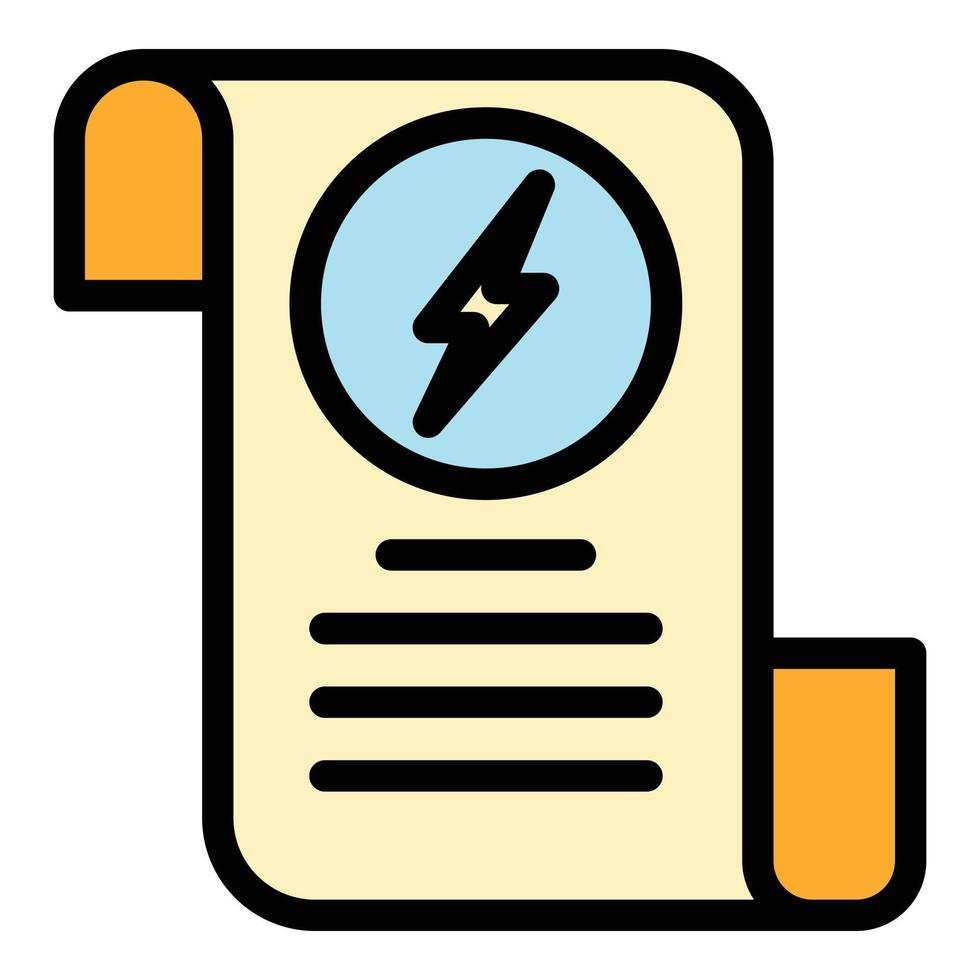 vecteur de contour de couleur de l'icône de facture d'électricité