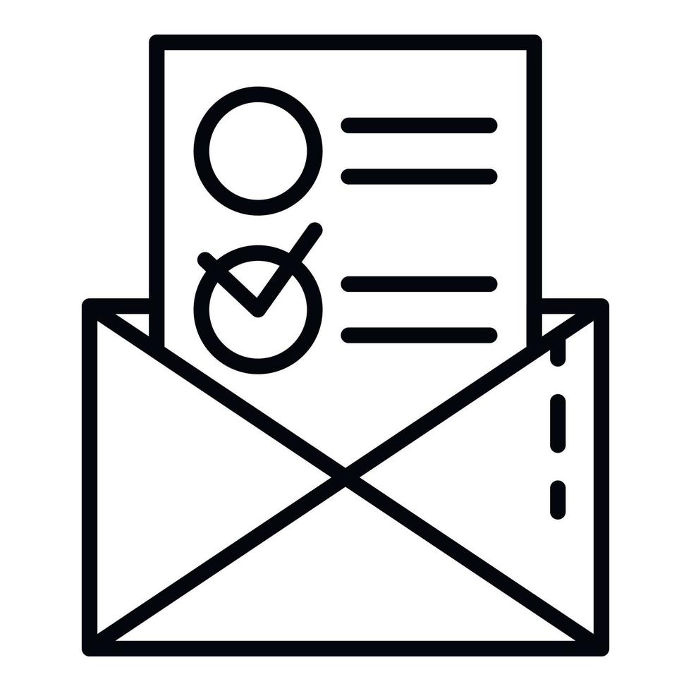 icône d'enveloppe de vote papier, style de contour vecteur