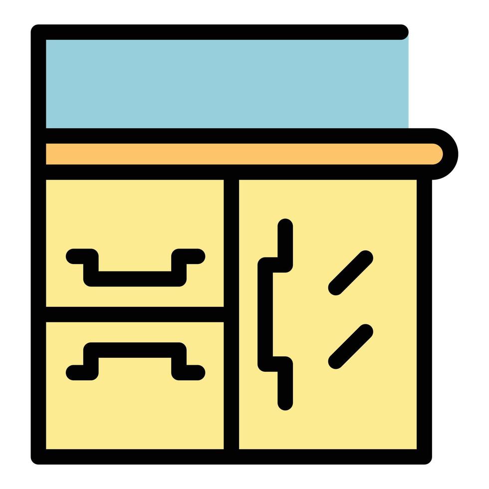 vecteur de contour de couleur d'icône de meubles de cuisine