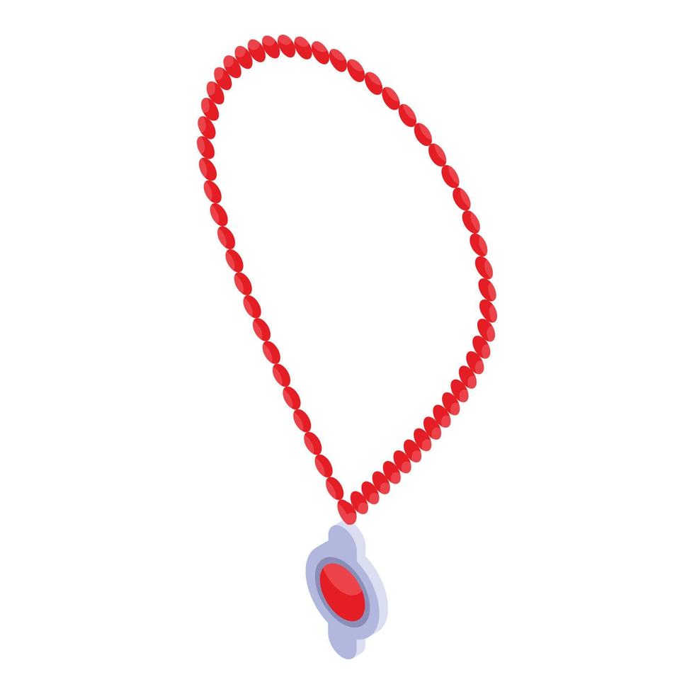 icône de collier de perles rouges, style isométrique vecteur