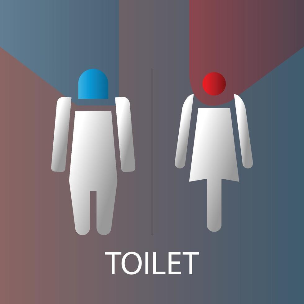 signe de toilette rouge et bleu, conception différente, vecteur