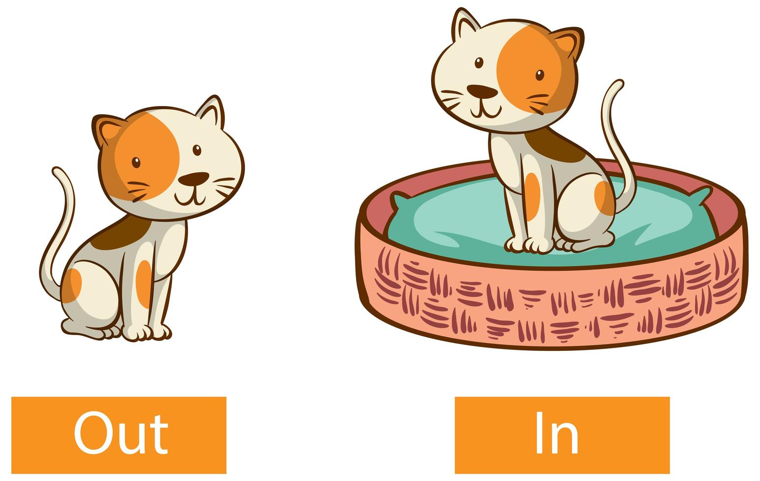 adjectifs opposés avec out et in vecteur