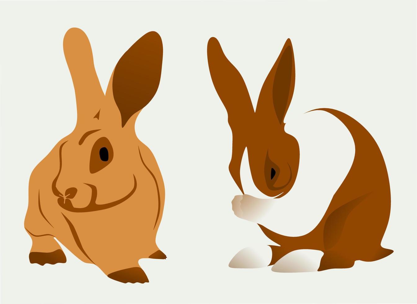 deux éléments graphiques vectoriels de lapin pour la conception vecteur