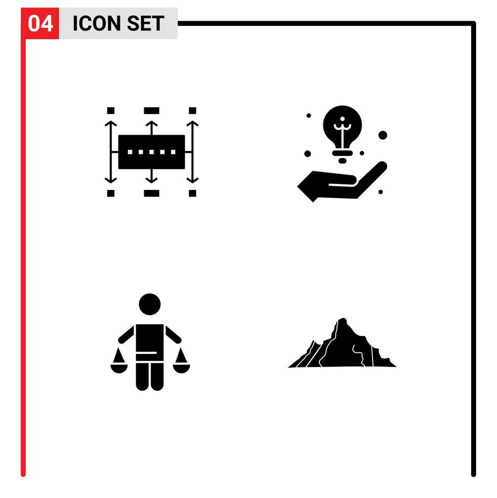 interface utilisateur pack de 4 glyphes solides de base d'éléments de conception vectoriels modifiables de cour d'idée moderne de brevet de flux de travail vecteur