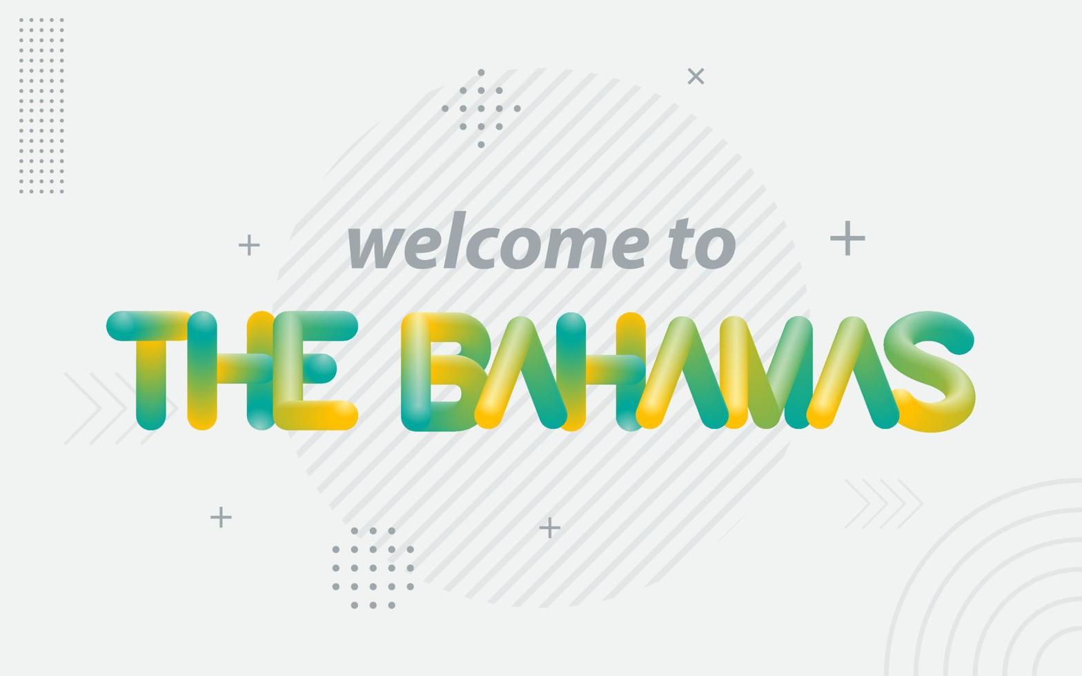 bienvenue aux bahamas. typographie créative avec effet de mélange 3d vecteur