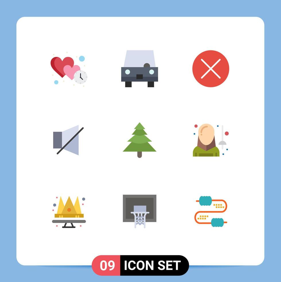 interface mobile couleur plate ensemble de 9 pictogrammes d'éléments de conception vectoriels modifiables en dollars de signe de transport de cloche silencieuse vecteur