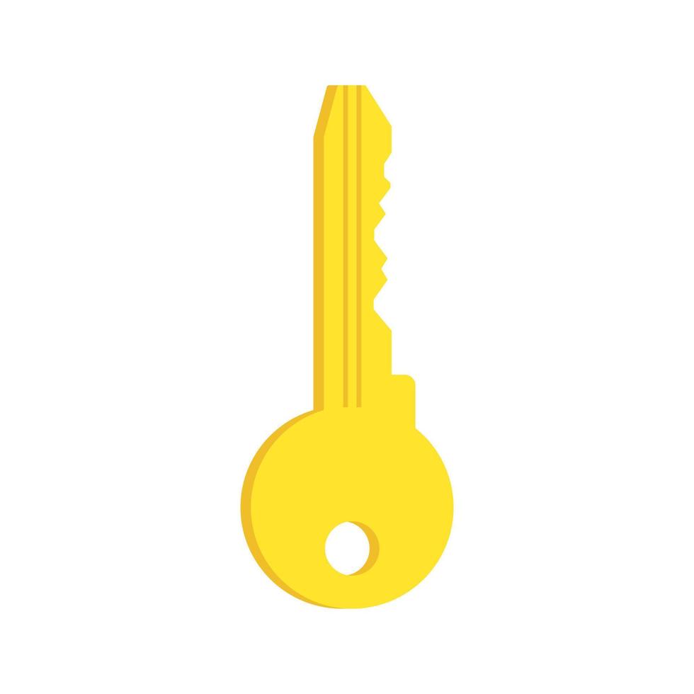 modèle de clé moderne doré. symbole jaune métallique de sécurité et de protection des biens. déverrouiller les données Web et démarrer une nouvelle entreprise vectorielle vecteur