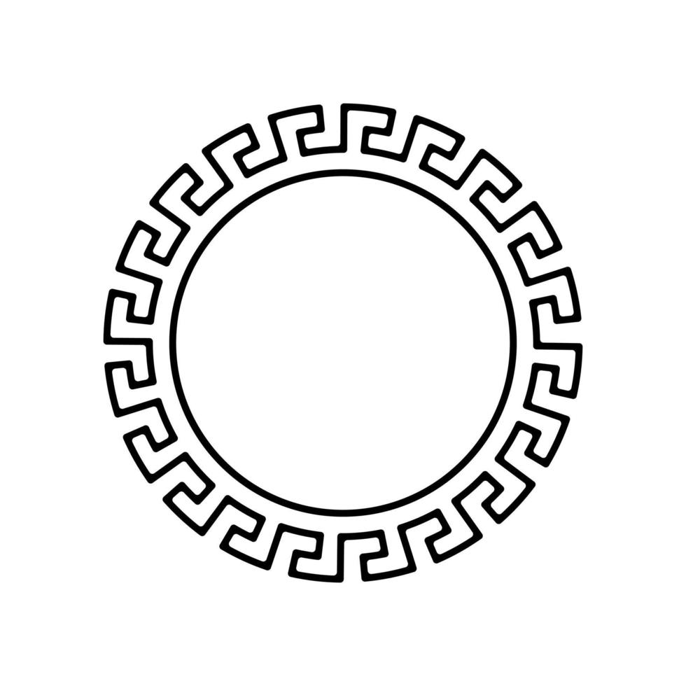 cadre rond avec modèle d'ornement antique. image ornée et cadre photo avec ornement décoratif grec ancien dans un style vectoriel romain rétro