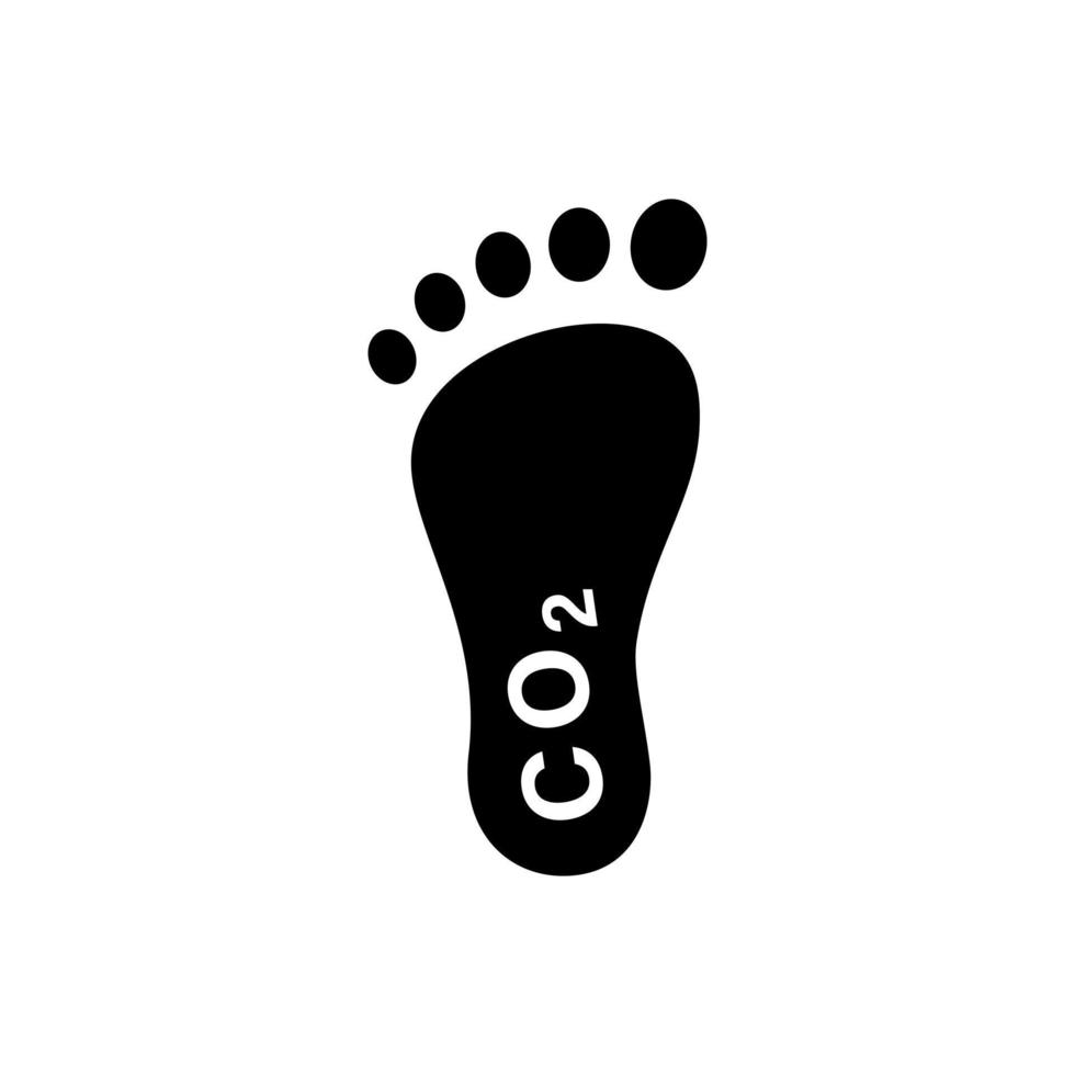 empreinte avec icône co2. symbole noir de la pollution par le carbone et problème de réduction des émissions dans l'atmosphère pour sauver l'environnement vectoriel naturel