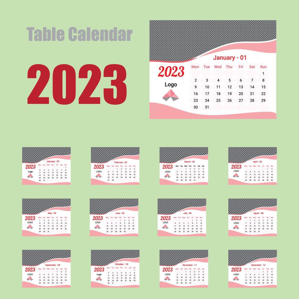 calendrier de table de bureau créatif unique 2023 design vecteur