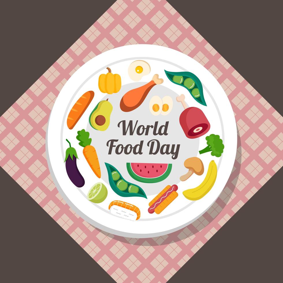 assiette de la journée mondiale de la nourriture vecteur