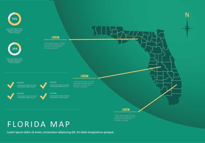 Carte gratuite de la Floride avec fond vert vecteur