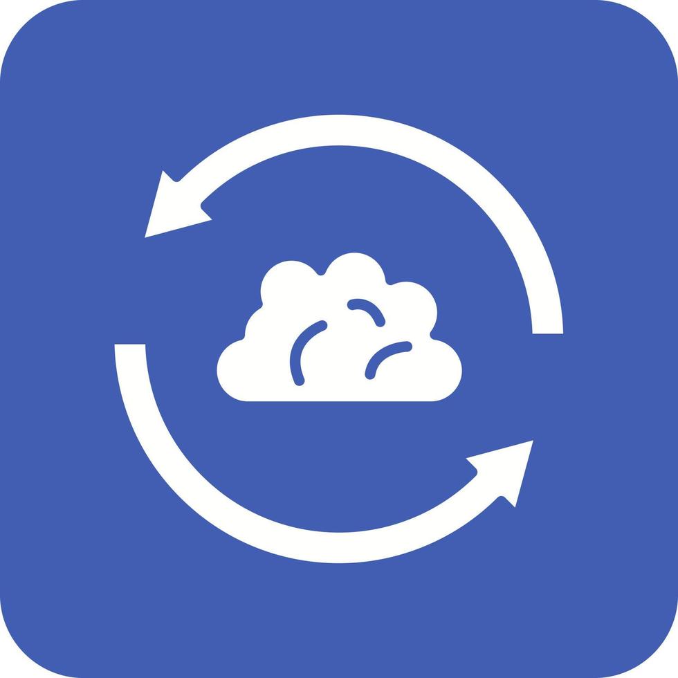 icône de fond de coin rond de glyphe de synchronisation de nuage vecteur