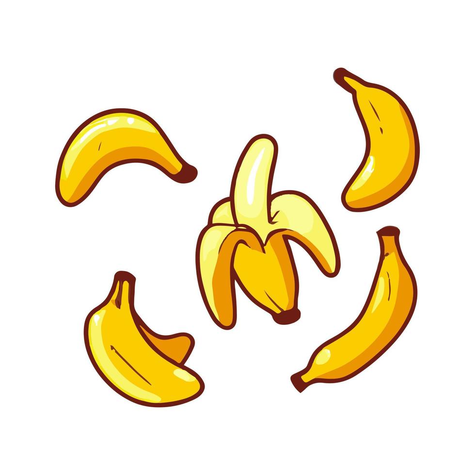 icône de fruits banane design plat. jeu d'icônes de banane. vecteur. vecteur