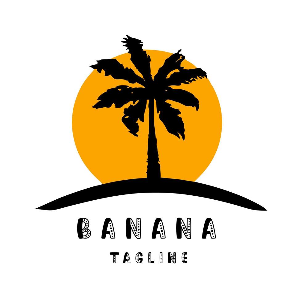 création de logo de banane d'arbre de style plat. vecteur