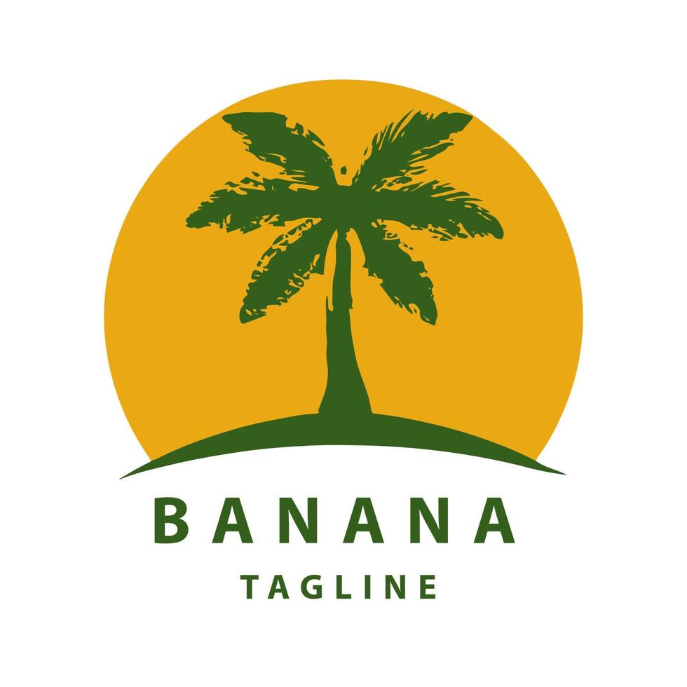 création de logo de banane d'arbre de style plat. vecteur